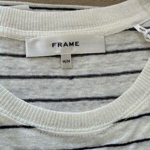FRAME Striped White and Black Sweater
